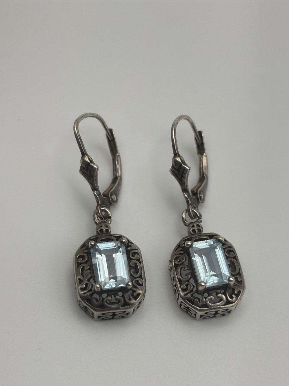 Sterling Silver Blue Gemstone Drop Earrings